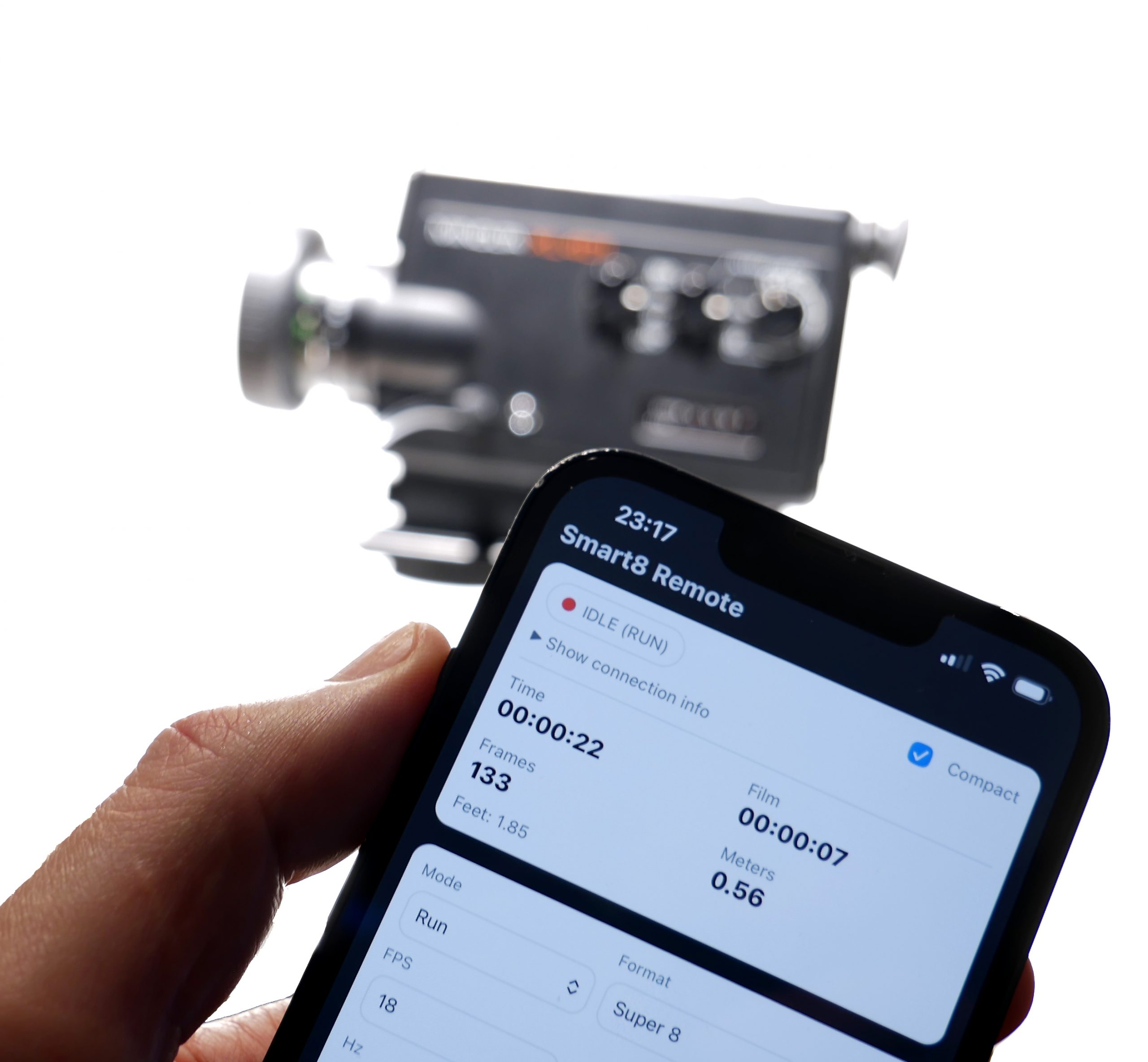 Remote control for super 8 camera
